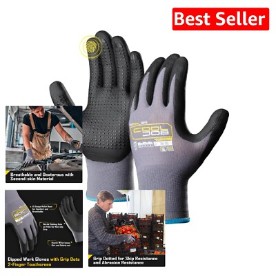 X-Large Non-Slip Nitrile Rubber Dipped Safety Gloves with Touchscreen Capability-image