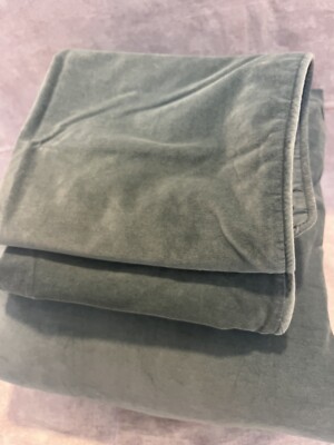 Pottery Barn  Velvet Duvet Cover Pillow Sham King Teal Green-image