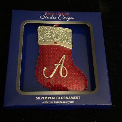 REGENT SQUARE STUDIO DESIGN A INITIAL ENAMEL PATTERN CHRISTMAS HOLIDAY ORNAMENT-image