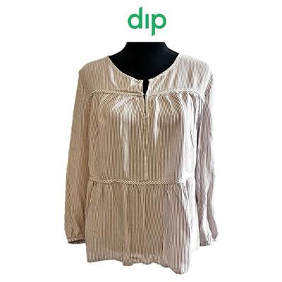 DIP Tunic Top Womens Size XL White Beige Striped Long Sleeve BoHo Casual-image