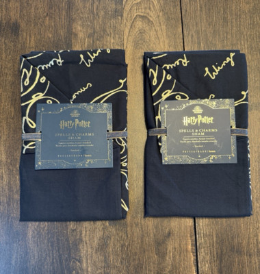 POTTERY BARN TEEN HARRY POTTER SPELLS & CHARMS STANDARD SHAM SET OF 2 BLACK/GOLD-image