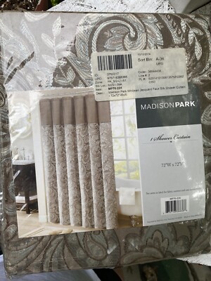 Madison Park Whitman Jacquard Faux Silk Shower Curtain NEW 72x72-image