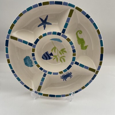 Chip Dip Snack Appetizer Platter Nautical Summer Beachy Pool Party  Hand Painted-image