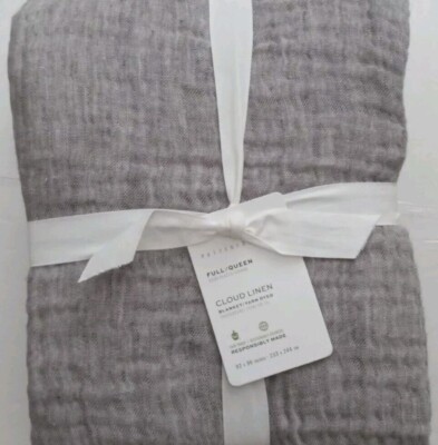 Pottery Barn Cloud Cotton Linen Blanket Full/queen, NWT-image