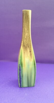 Studio Art Pottery Brown & Green Square Bud  Vase Glazed SALE!-image