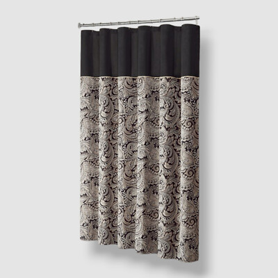 Madison Park Black Jacquard Aubrey Shower Curtain, 72 x 72 in.-image