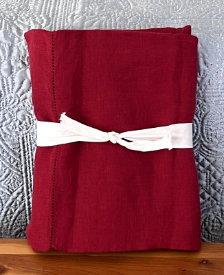 Pottery Barn BELGIAN FLAX LINEN 1 STANDARD SHAM - RED BERRY - NWT-image