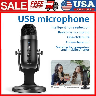USB Condenser Microphone Broadcasting Studio Recording Mic For PC Laptop Phone-image