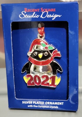 Regent Square Studio Design 2021 Penguin Silver Plated Ornament - New-image