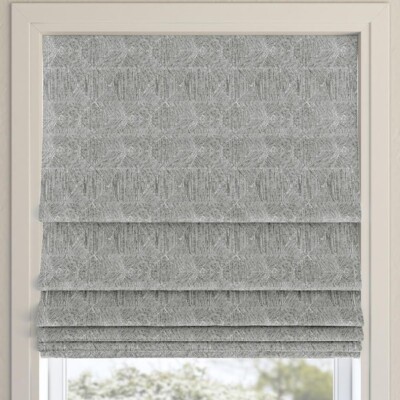 Sun Zero Talmage Steel Gray 100% Blackout Cordless Geometric Fabric Roman Shade-image