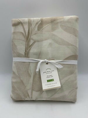 Pottery Barn Palm Toile Organic Cotton Duvet Cover Full Queen Neutral #8313G-image