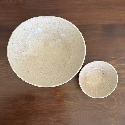 Vintage Red Wing China Large Serving Bowls Speckled Chip/dip Atomic Curvy Design-image