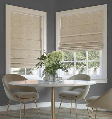 39x64 - Taupe - Textured Total Blackout Cordless Roman Shade -Sun Zero Somerton-image