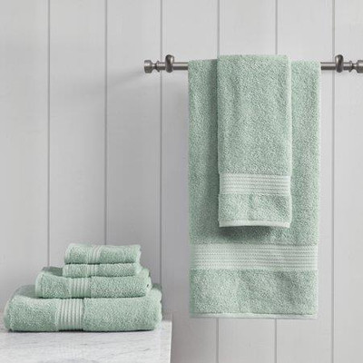 Madison Park Organic 100% Cotton Bathroom 6-Pc Green Bath Towel Set-image