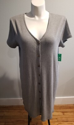 Dip Womens Front Button Up Grey Dress Size L-image