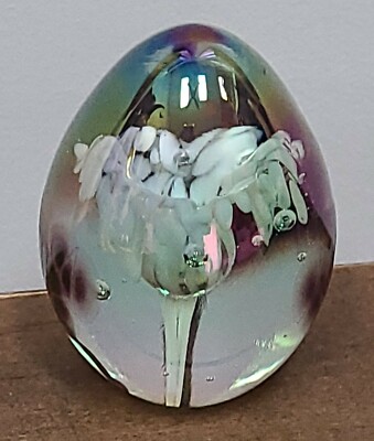 Roger Vines Studio 1985 Egg Shaped Glass MSH Paperweight -image