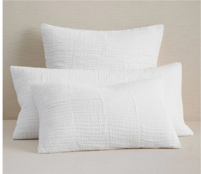 POTTERY BARN CLOUD COTTON LINEN KING SHAM WHITE NEW-image