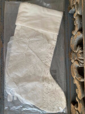 NIP Pottery Barn Embellished Beaded Velvet Christmas Stocking Snowflake -image