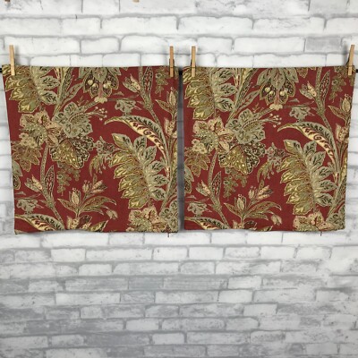 2 Pottery Barn Jacobean Pillow Cover/Sham 20”x20”  Floral Linen Blend Zippers-image