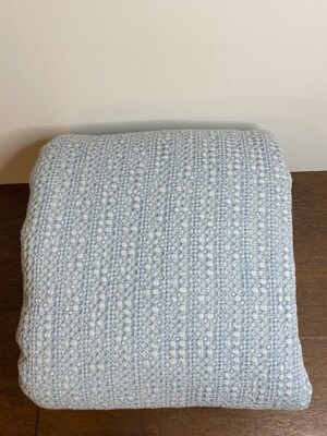 Pottery Barn Q/F Honeycomb Cotton Duvet Cover, Light Chambray-image