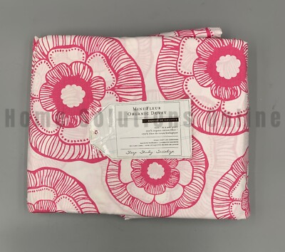 Pottery Barn Teen Mini Fleur Floral Organic Percale Duvet Cover Pink Twin #R157-image
