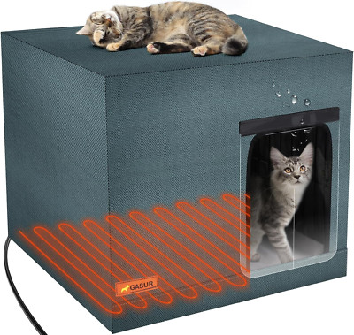 Large Heated Cat House for Outdoor Cats in Winter, Highly Elevated Base Waterpro-image