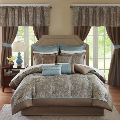Madison Park Essentials Brystol Room In A Bag King Comforter Set BlueBrown-image