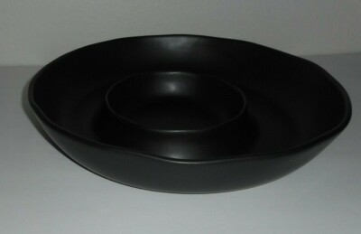 Home Decor S19 Blackberry Lane Collection Chip Dip Serving Bowl Large Black NWT-image
