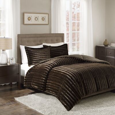 Duke Faux Fur Plush Bedding 3 Piece Comforter Set Super Soft and Cozy Warm Ki...-image