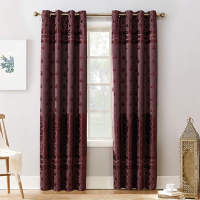 Elidah Medallion Bonded Velvet Thermal Extreme Total Blackout Grommet Curtain...-image