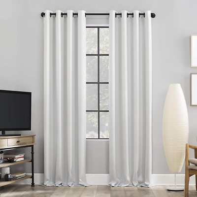 2 Sun Zero 54”X63” Thermal Blackout Grommet Curtain Panel SAX Dove White (12C)-image