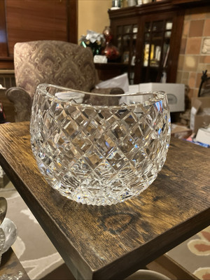 Waterford Crystal Vase Oval Shaped Diamond Pattern 5”x4”x3”-image