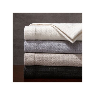 HOLIDAY GIFT MADISON PARK SIGNATURE Luxury 100% Wool Bed Throw 80 by 96in-image