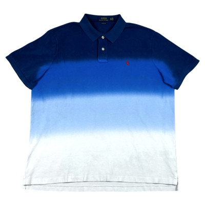 Polo Ralph Lauren Ombre Polo Shirt Mens XL Classic Fit Cotton Mesh Dip Dye Blue-image