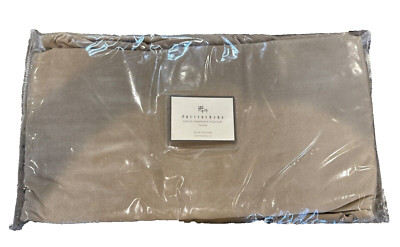 Pottery Barn Collins headboard slipcover QUEEN Velvet Sand Tan NEW-image