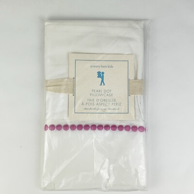Pottery Barn PB Kids Bright Pink Pearl Dot Standard Pillowcase NIP-image