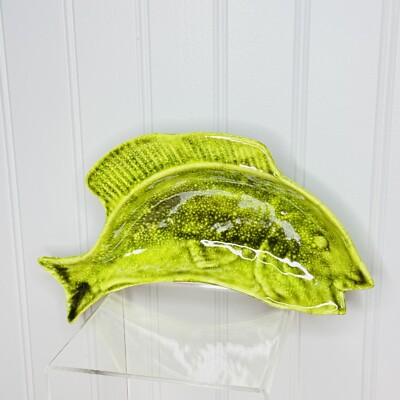 Vintage Studio Art Pottery Fish Shaped Serving Plate Candy Dish Bowl 9” MCM-image
