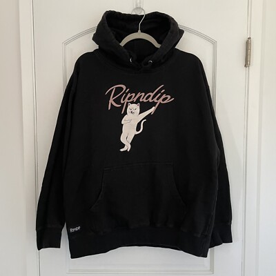 Rip N Dip Nerm Script Hoodie Sweatshirt, sz XL, Cat Streetwear Art Skate-image