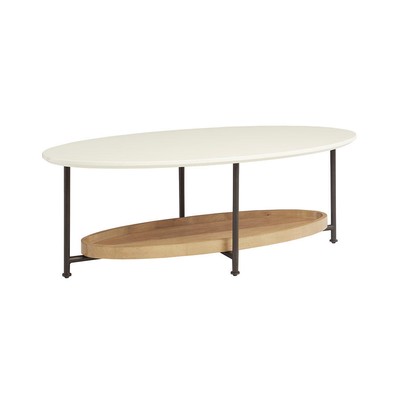 Madison Park Beaumont Oval White and Natural Coffee Table-image