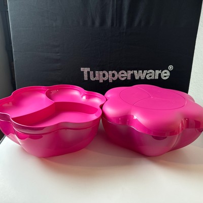 Tupperware Chip N Dip Party Tray Magenta Pink Set Of 2 New Sale-image