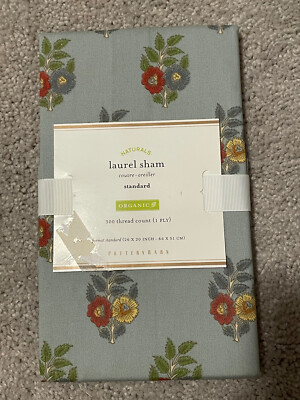 RARE New Pottery Barn Laurel Organic Cotton Std Pillow Sham 26” x 20” NOS-image