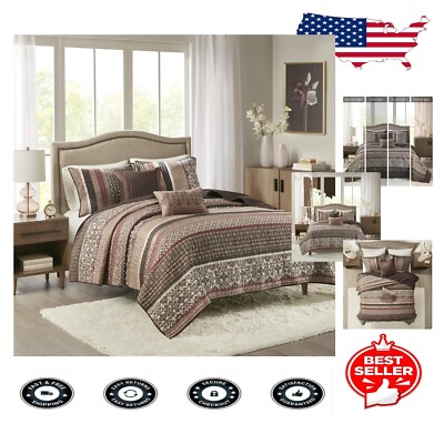 Premium Jacquard Quilt Set with Shams & Pillow - Floral Red Full/Queen Bedding-image