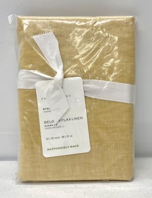 NEW Pottery Barn Belgian Flax Linen KNIFE EDGE Shams~SET OF 2~Daffodil!~SET OF 2-image