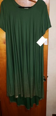 NEW Lularoe Large Elegant Collection Carly Dress Green w/Gold dipped -image