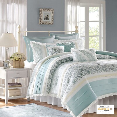 Madison Park Dawn 9 Piece Cotton Percale Comforter Set All Season Bedding Shams-image