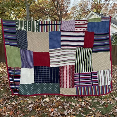 Pottery Barn Knit Patchwork Blanket Coverlet Holiday Fair Isle Cabin Country-image