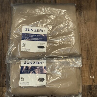 2 Sun Zero Lichtenberg Curtain Panel with Grommets 40” x 54” Tan-image