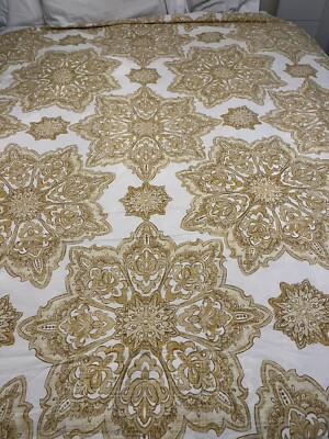 Pottery Barn Duvet Cover KING CAL KING Britt Medallion Gold Cotton VINTAGE-image