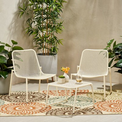 Outdoor Modern Iron Mesh 2 Seater Chat Set-image
