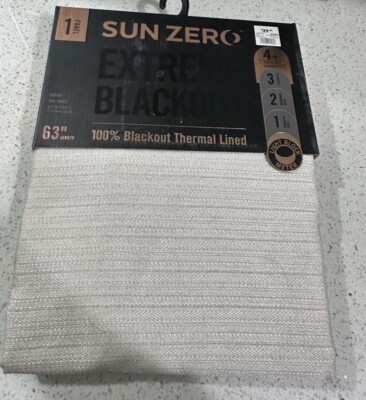 Sun Zero Extreme 100% Blackout Curtain Panel 52”x63” Pearl Washable Lined New-image